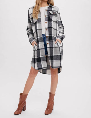 Bluivy - Women's Flannel Plaid Longline Shacket