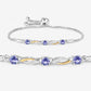 0.77 Carat Genuine Tanzanite and White Sapphire .925 Sterling Silver Bracelet