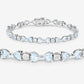 7.36 Carat Genuine Aquamarine and White Diamond .925 Sterling Silver Bracelet