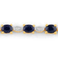 1.83 Carat Genuine Blue Sapphire and White Diamond .925 Sterling Silver Bracelet