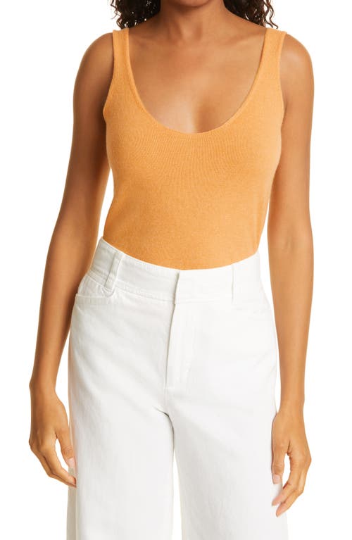 Vince Cashmere Scoop Neck Tank in Light Tangelo, Size Large