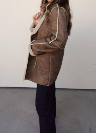 Active Basic - Fur-lined Faux Leather Coat