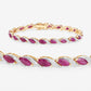 7.78 Carat Genuine Ruby and White Diamond 10K Yellow Gold Bracelet
