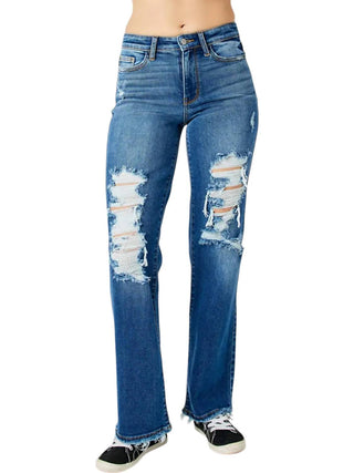 Judy Blue - Calça Jeans Destroy Dad Destroy de Cintura Média