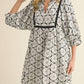 Jodifl - Floral Sketch Geometric Print Dress