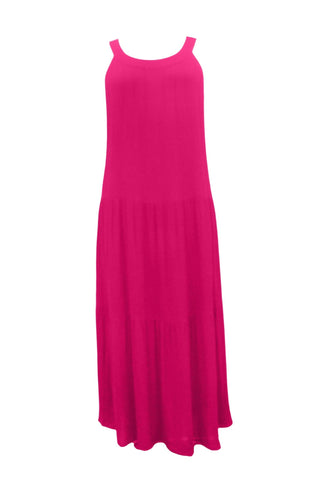 Paparazzi - Vestido longo feminino de crepe amassado e liso com camadas