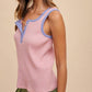 Anniewear - Contrast Striped Rib Henely Tank Top