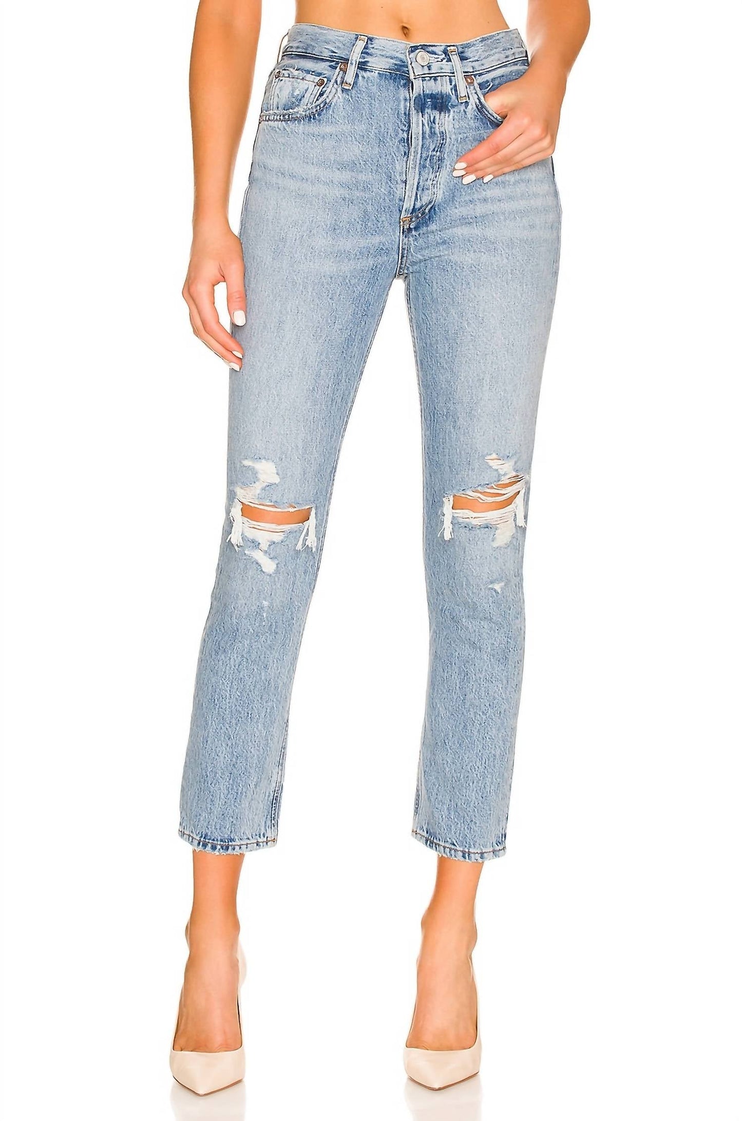 Agolde - Women's Riley Crop Highrise Straight Jeans