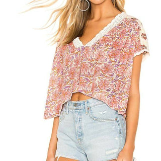 Free People - Blusa Boho Camponesa com Estampa Floral Leilani