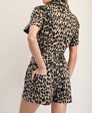 Eesome - Mineral Washed Leopard Romper