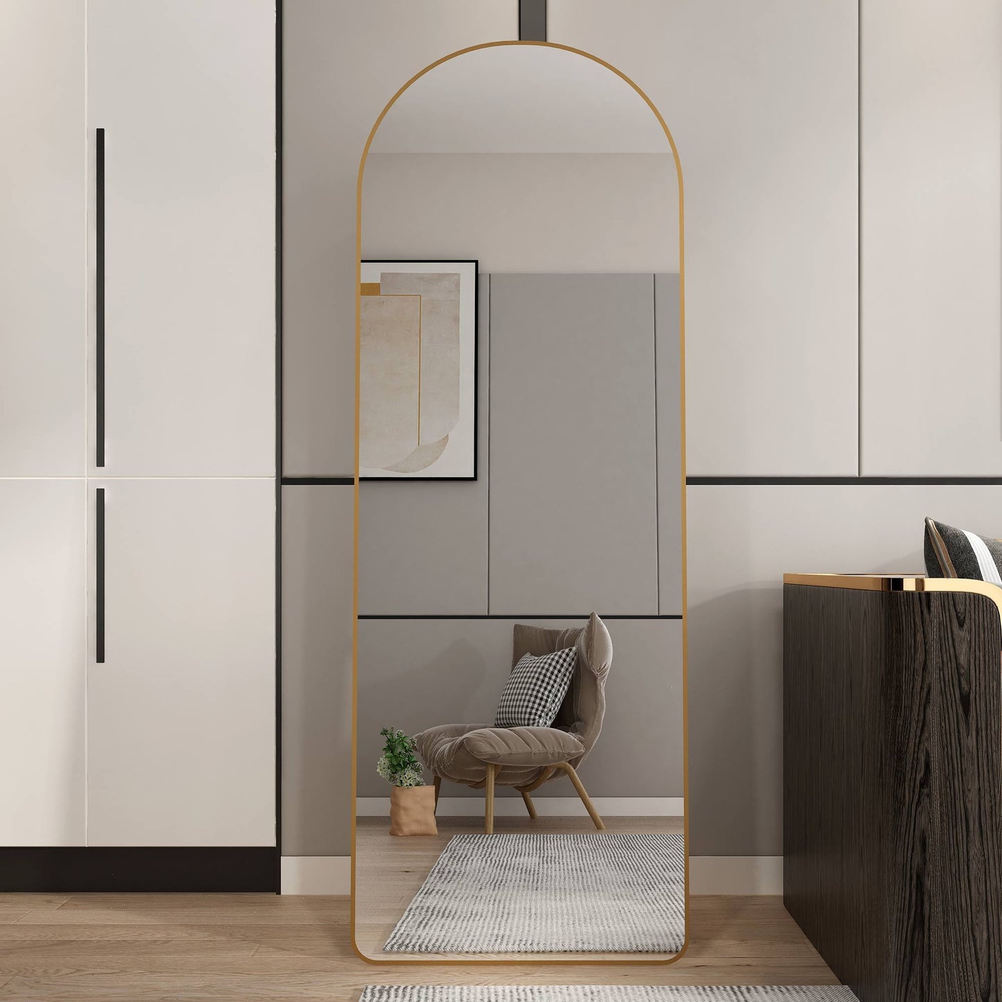 The 4th Generation Floor Mounted Full Length Mirror with Gold Frame