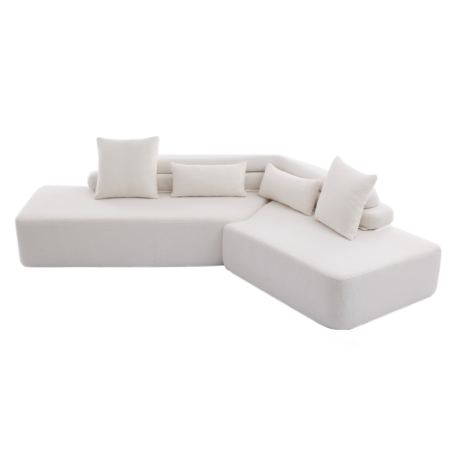 128" Minimalist Cloud Sectional Couch in Beige