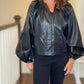 Dolce Cabo - Vegan Leather Button Down Peasant Top