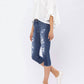 Judy Blue - Mid-rise Contrast Patch Skinny Capri Jeans - Plus Size