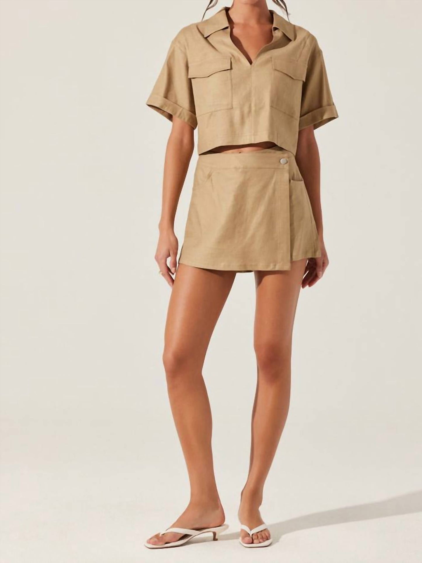 Astr - Deborah Linen Blend Safari Top