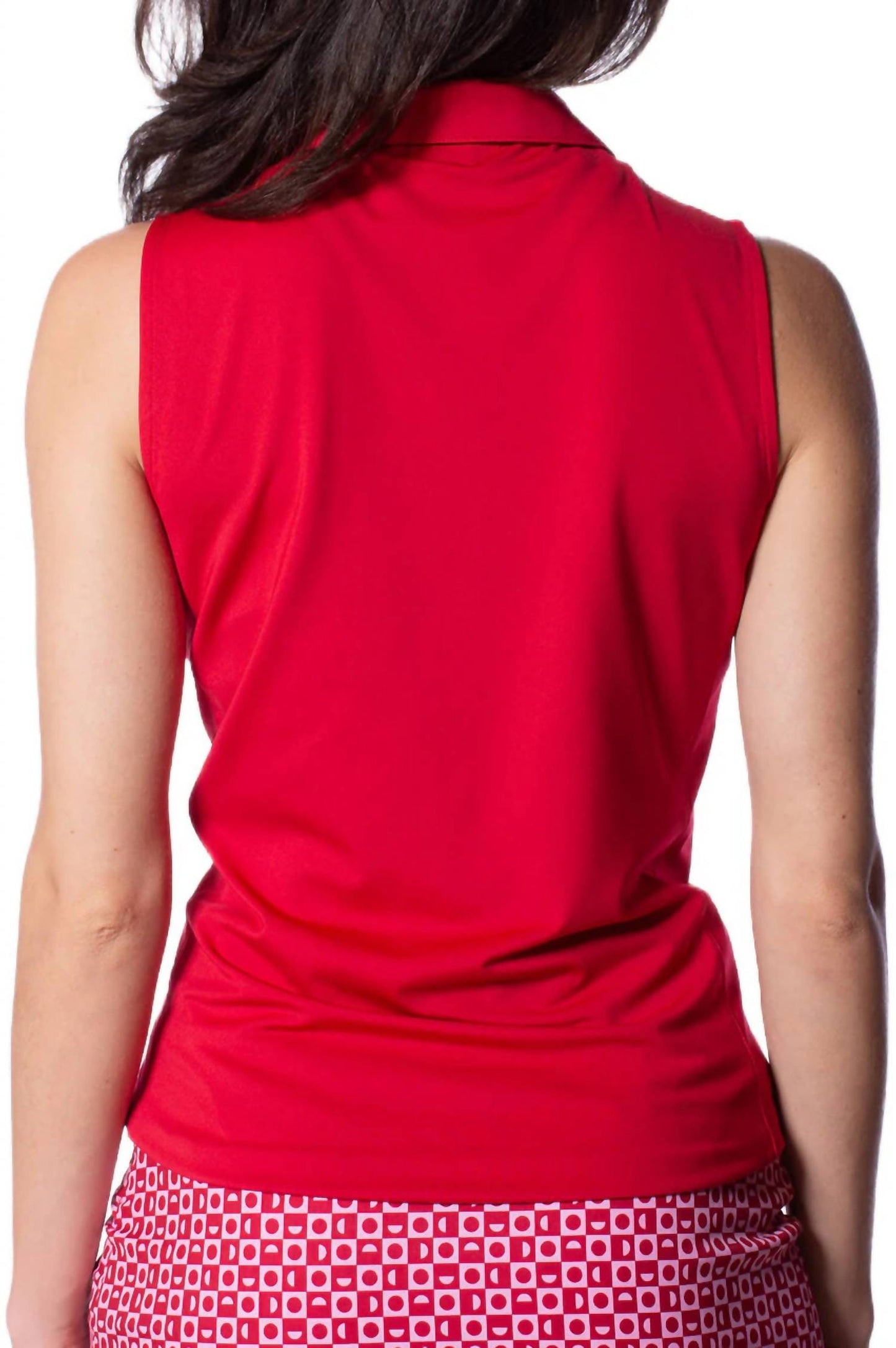 Golftini - Sleeveless Zip Contrast Polo Top