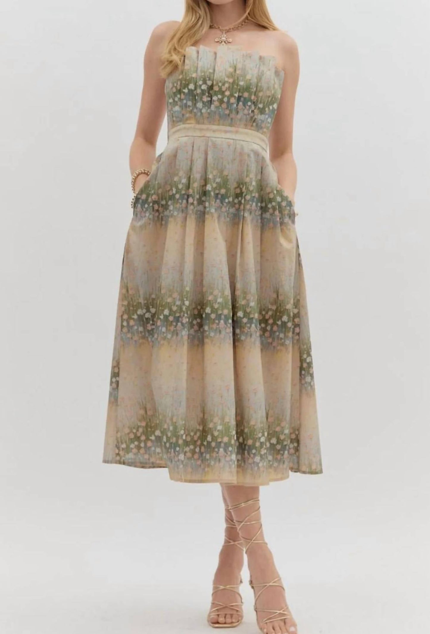 Entro - Strapless Midi Dress