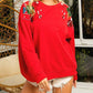 Bibi - Sequin Christmas Balls Embroidered Sweatshirt