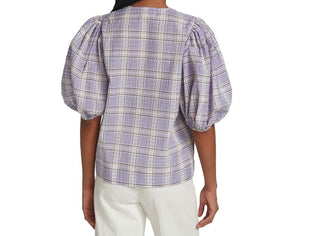 Ganni - Blusa xadrez Seersucker
