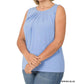 Zenana - Ity Sleeveless Front Neck Pleat Top