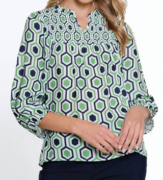Multiples - SMOCKED WOVEN TOP