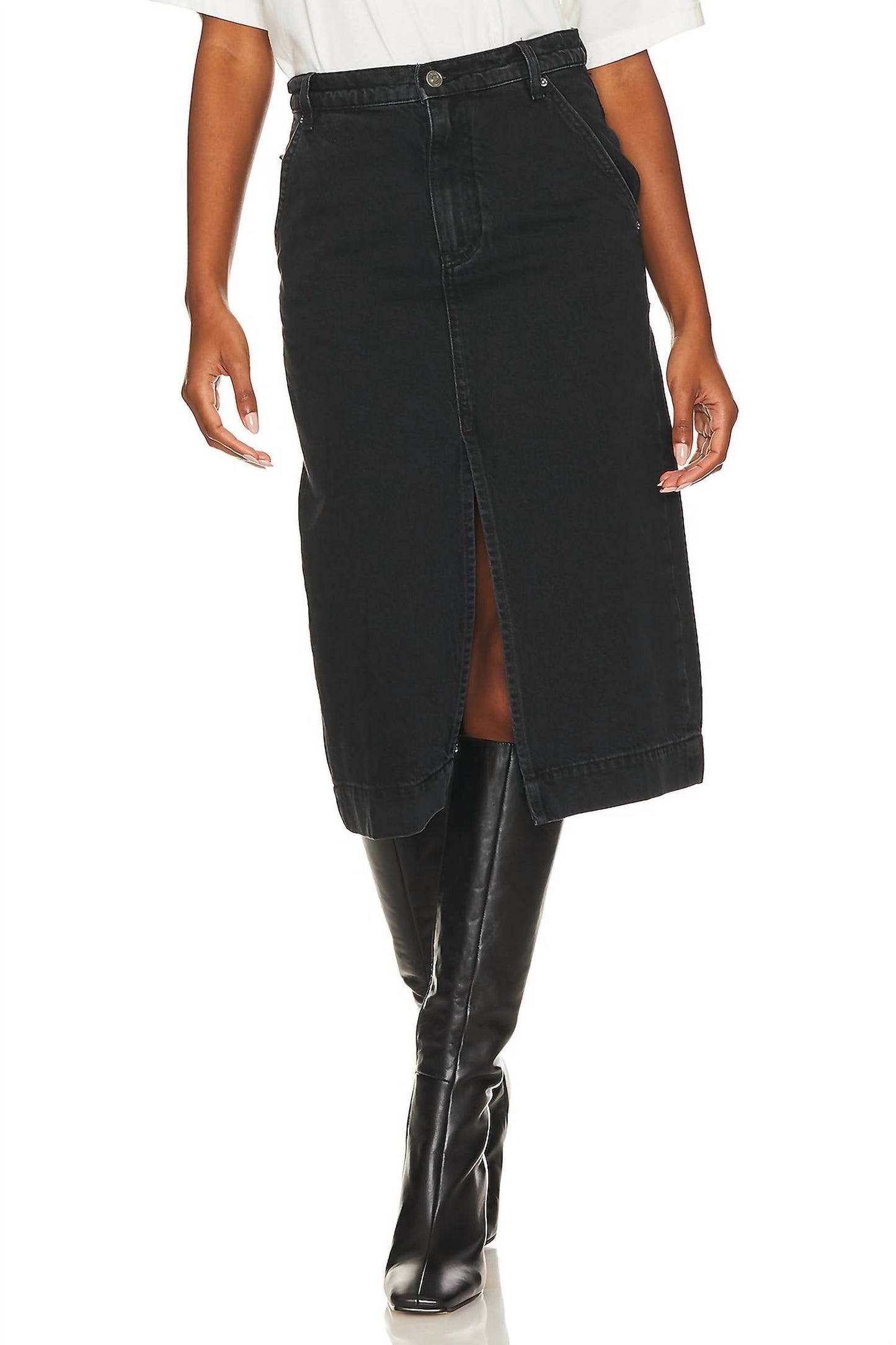 Free People - Wild Roses Midi Denim Skirt