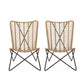 Wicker Chair with Geometric Cross Base (Set of 2) - Light Brown
