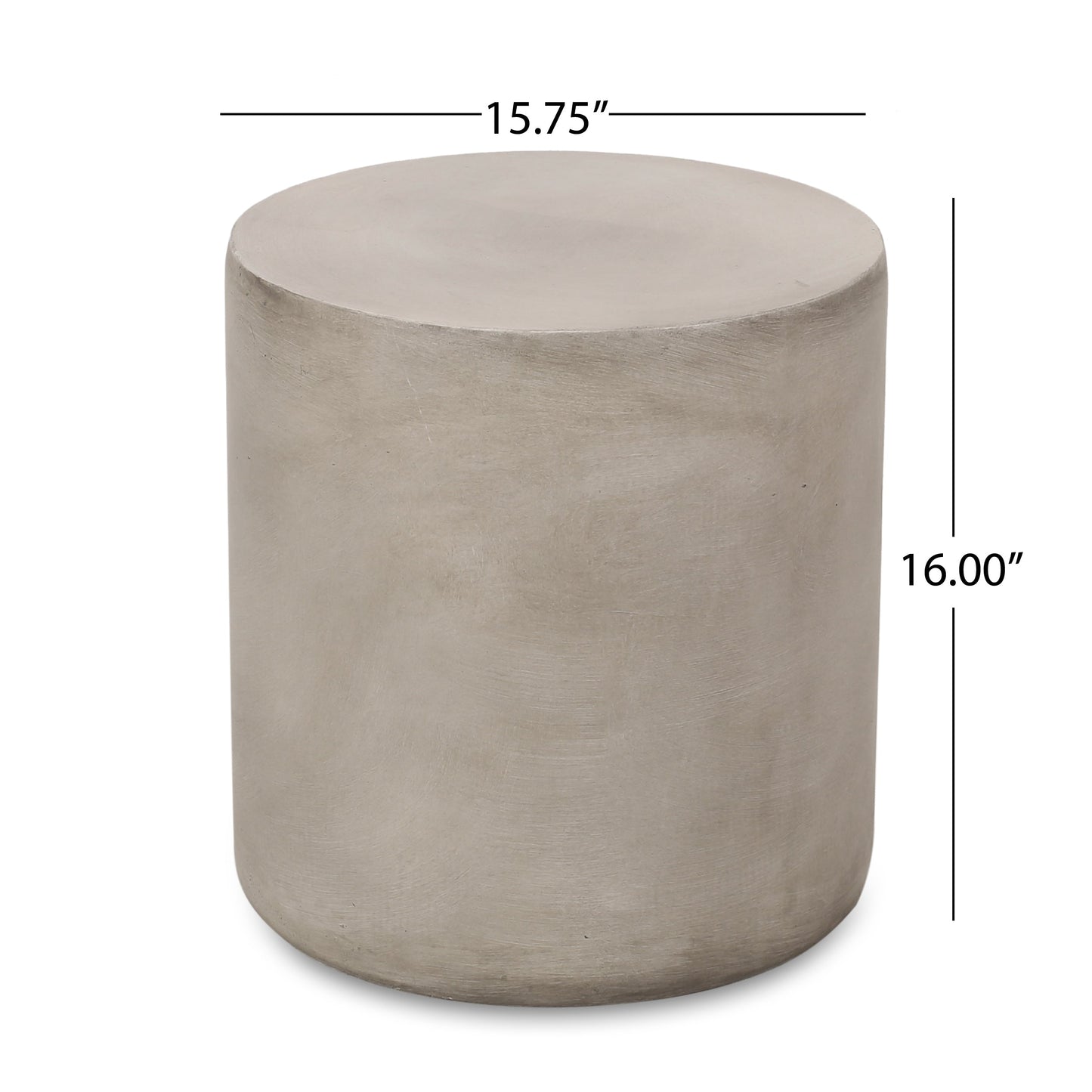 Outdoor Lightweight Concrete Side Table, Light Gray