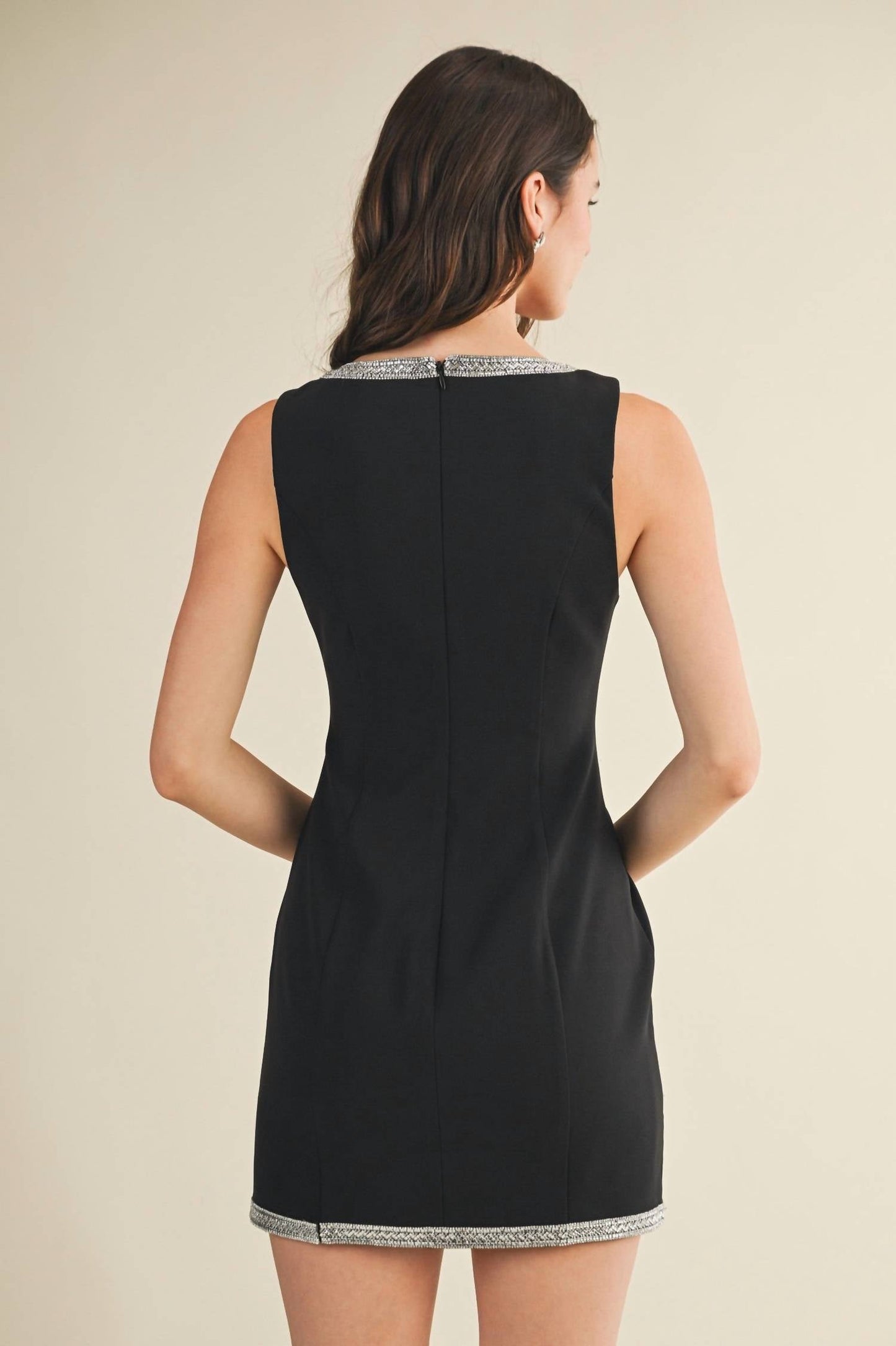 61 Jane - Women's Square Neck Rhinestone Dress