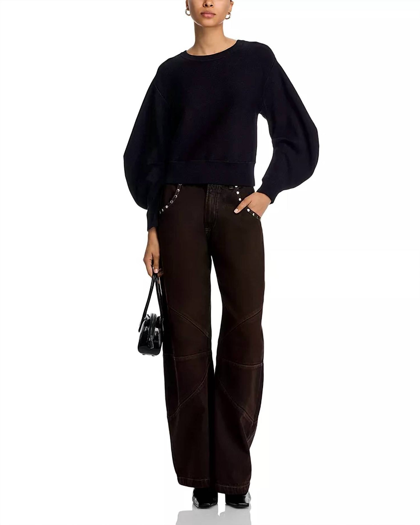 Steve Madden - Rosina Fine Rib Balloon Sleeve Sweater