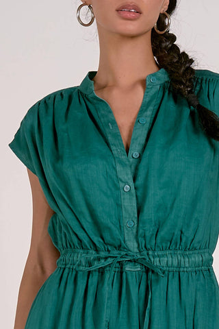 Elan - Vestido midi liso de manga curta