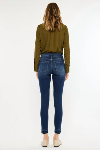 Kancan - Calça Jeans Skinny de Cintura Dupla e Cintura Alta