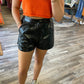Entro - High Waisted Leather Shorts