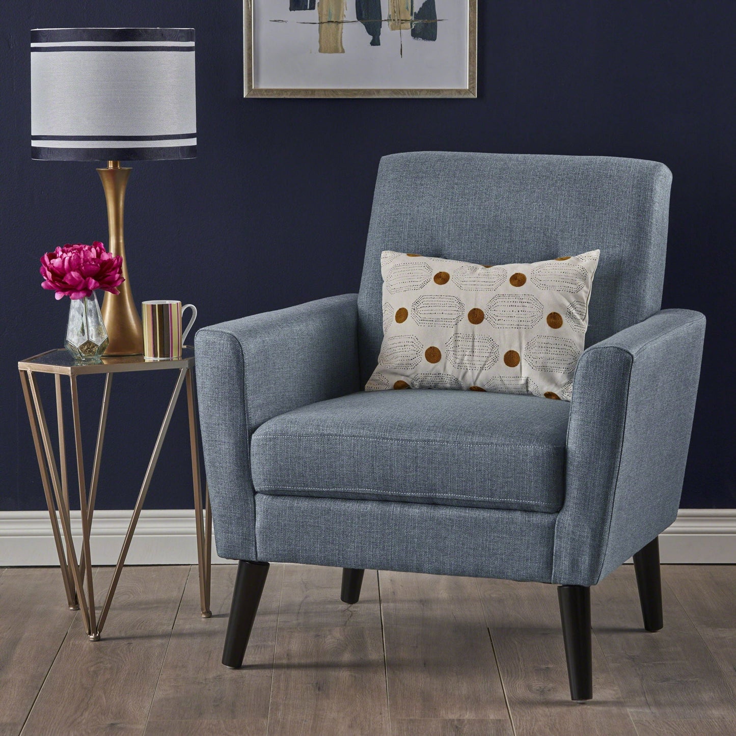 Radiantize Upholstered Fabric Club Chair With Square-Off Back And Button Tufted