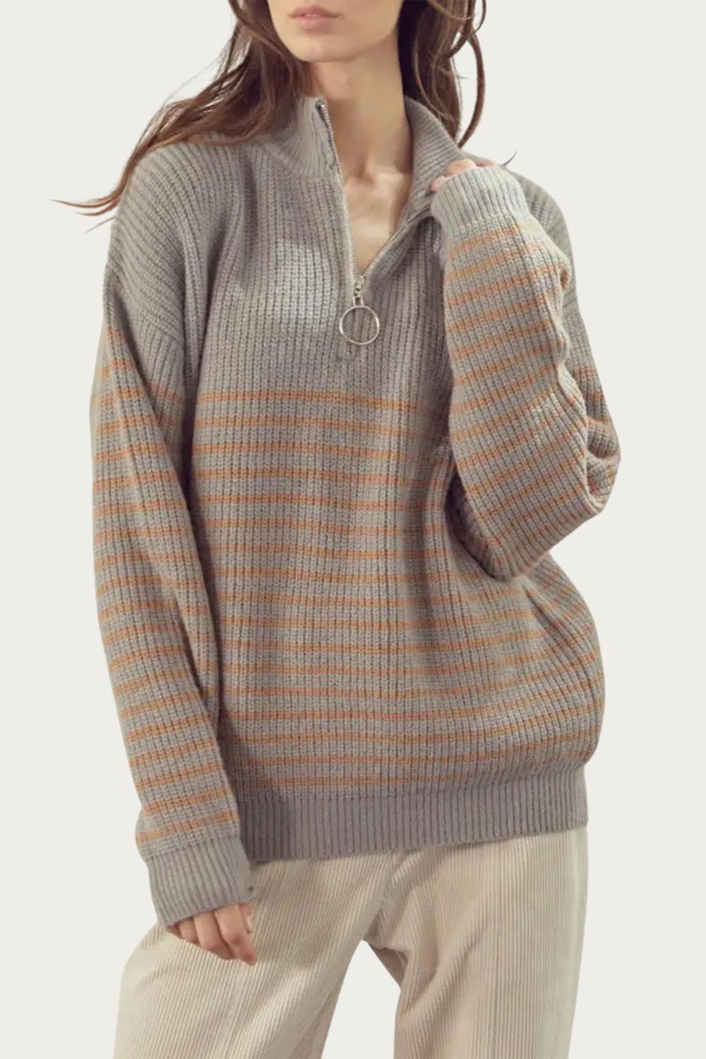 &Merci - RIBBED HALF-ZIP SWEATER