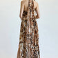 Blithe - Women's Leopard Print Criss-cross Maxi Dress