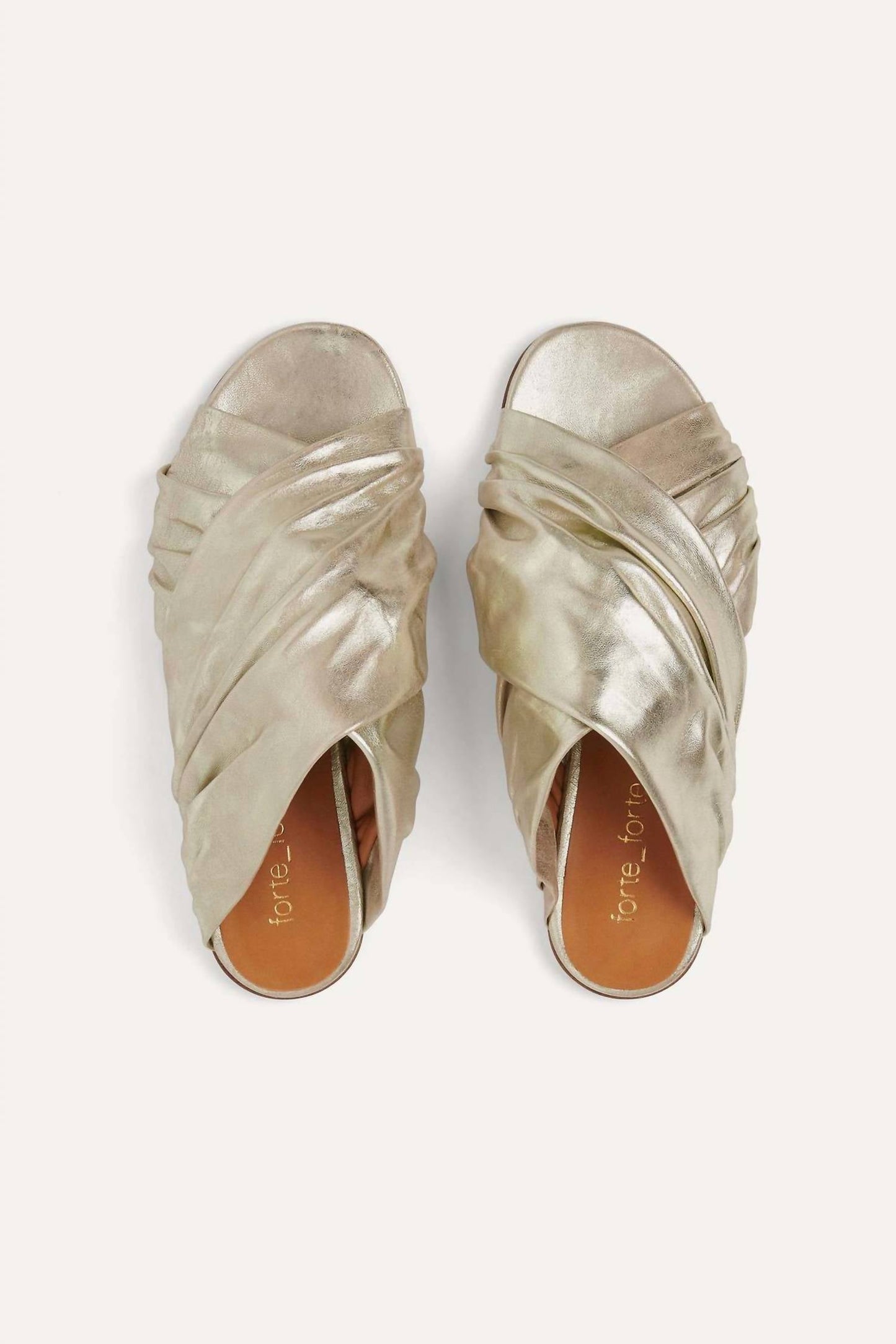 Forte Forte - Women's Flat Laminated Leather Crossed Sandals