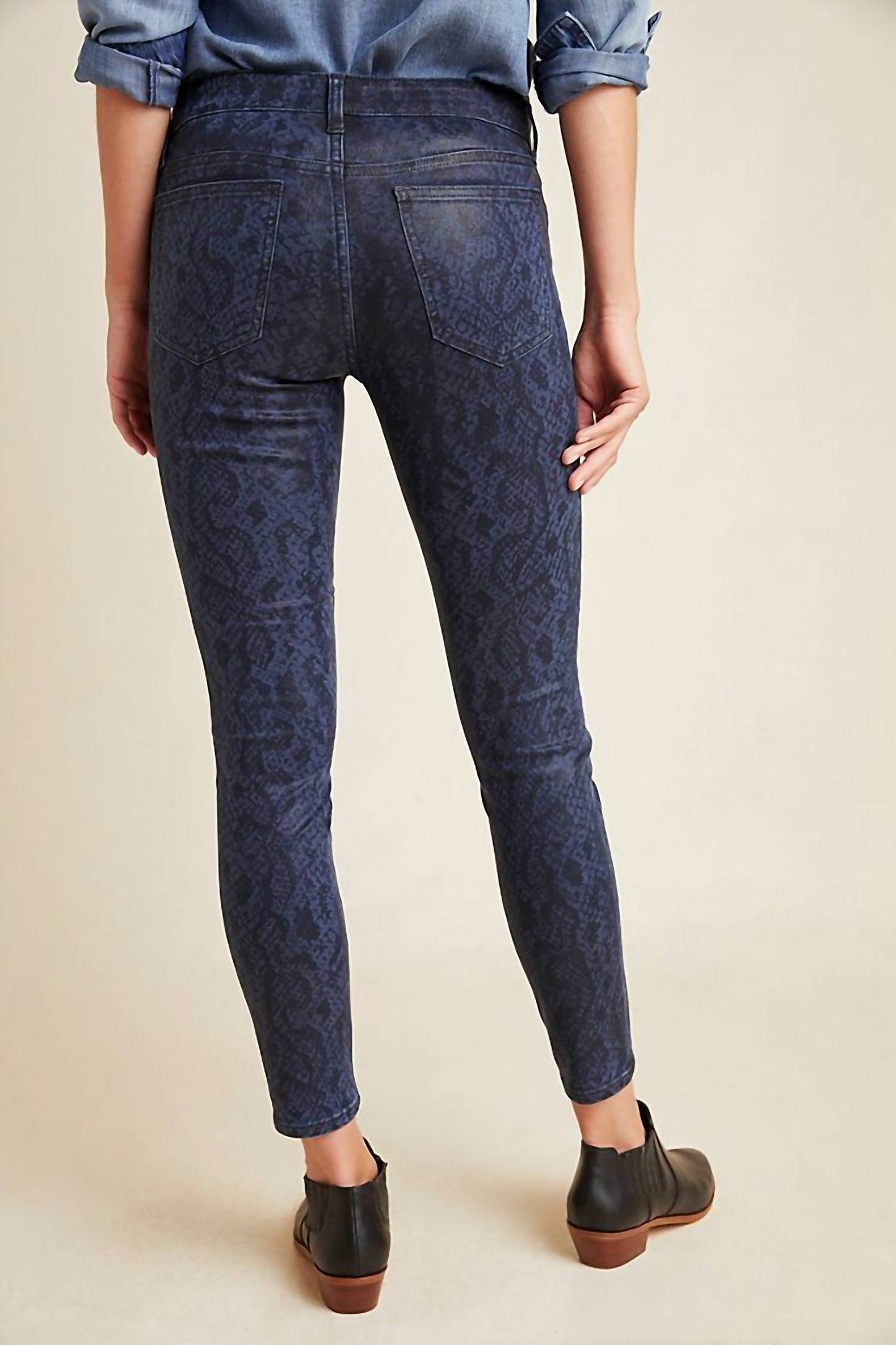 Joe'S Jeans - Charlie High Rise Coated Snake Print Skinny Jeans