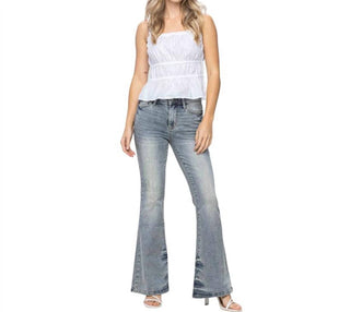 Judy Blue - Calça Jeans Flare Pin Tack Colorida
