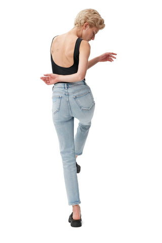 Ganni - Calça Jeans Cropped com Elástico Confortável