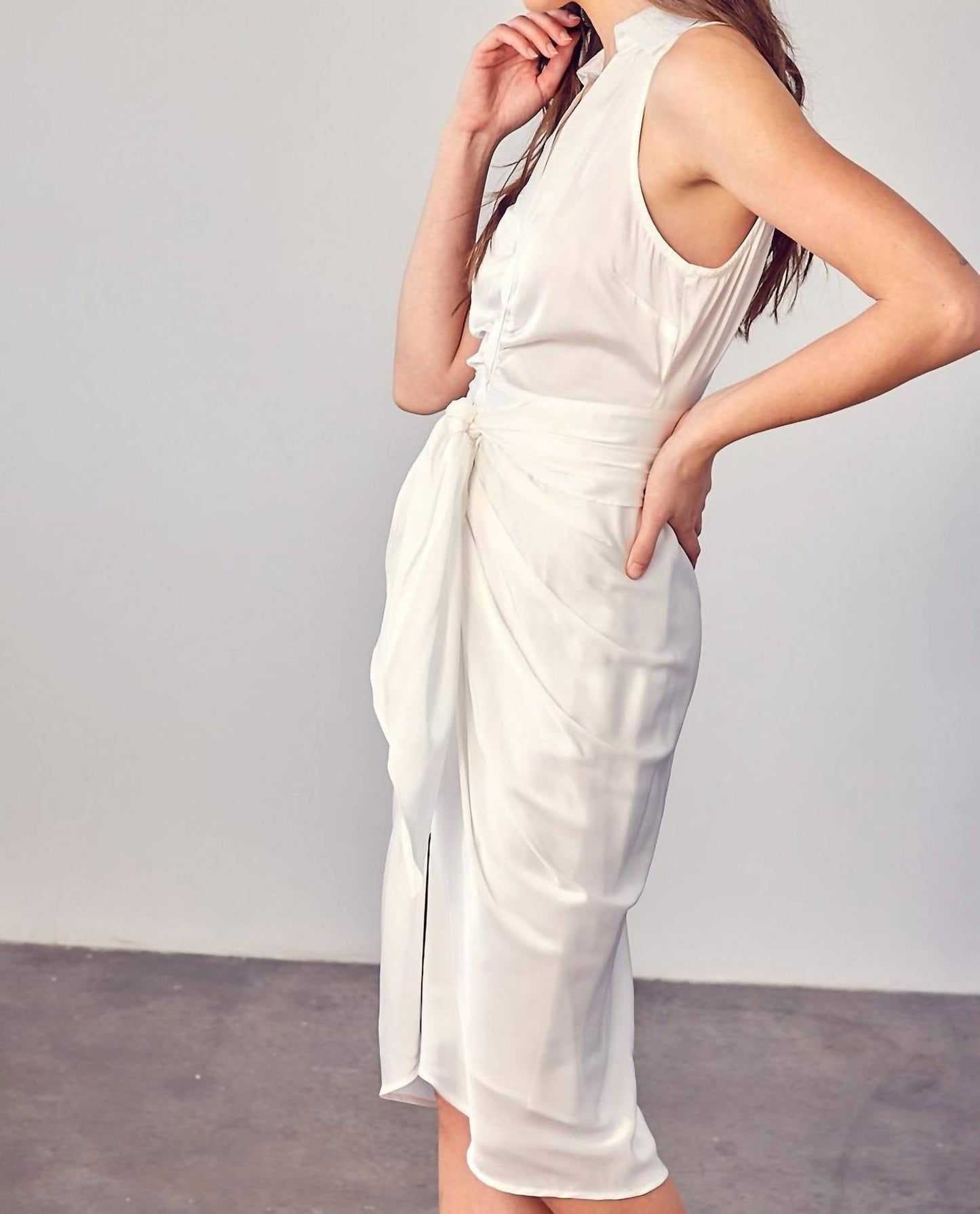 Do+Be - Sleeveless Collared Front Tie Dress