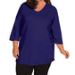 On The Plus Side - Plus Size Jersey 3/4 Sleeve V-neck Tee
