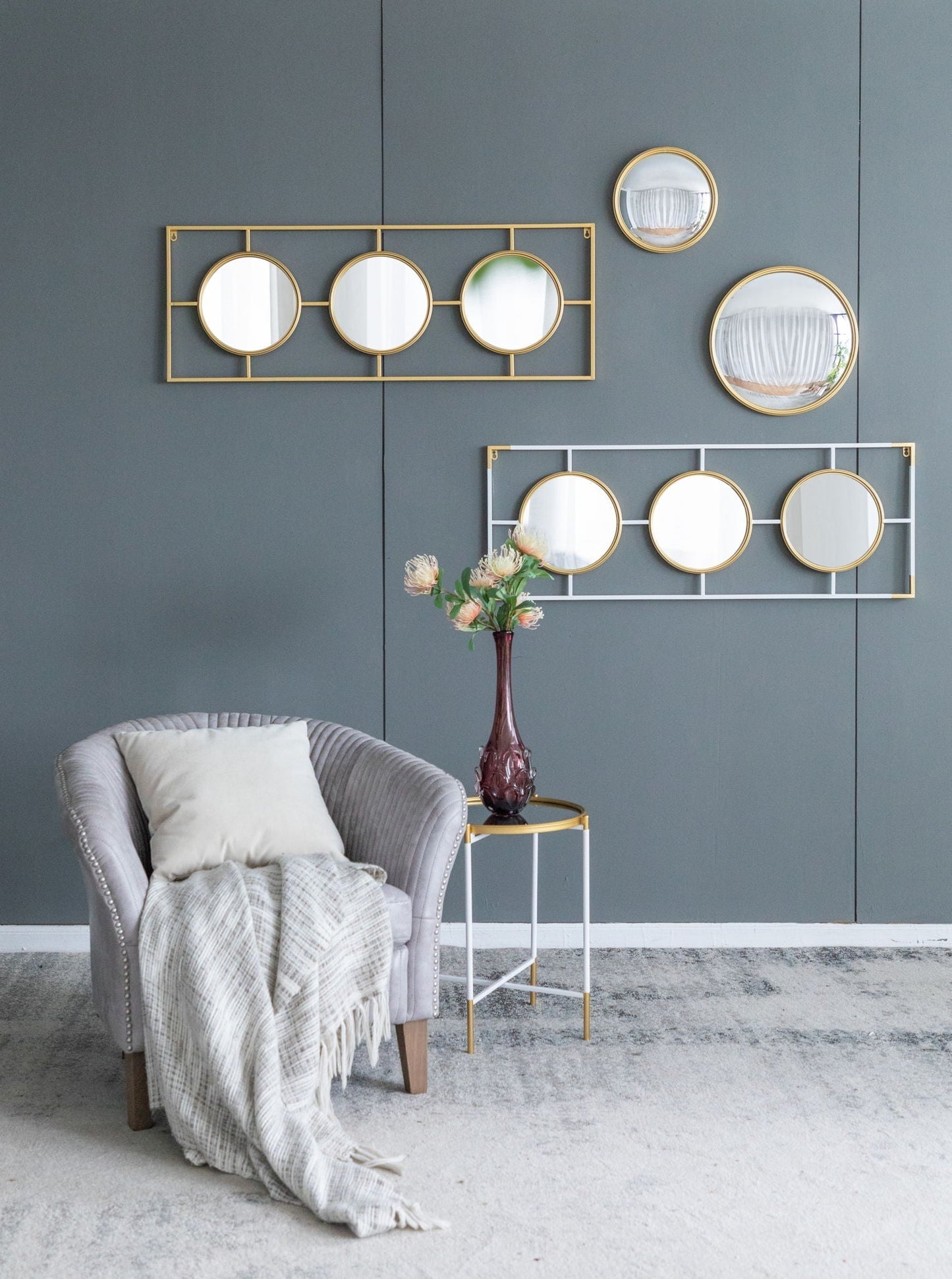 3 Mirror Piece Wall Mirror in Rectangular Frame