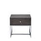 Iban End Table - Gray Oak / Chrome