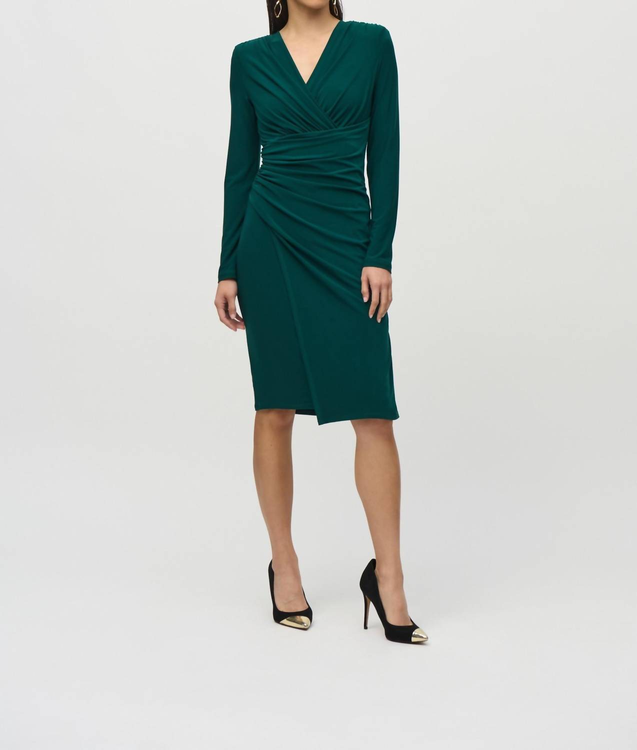 Joseph Ribkoff - Ruched Faux Wrap Dress