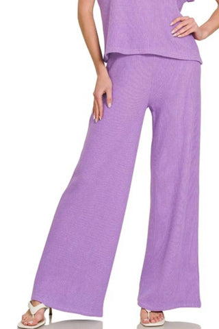 Trendsi - Conjunto de blusa e calça Zenana com mangas dobradas
