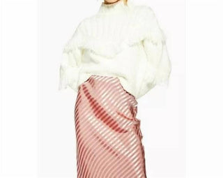 Topshop - Saia midi de cetim com listras enviesadas