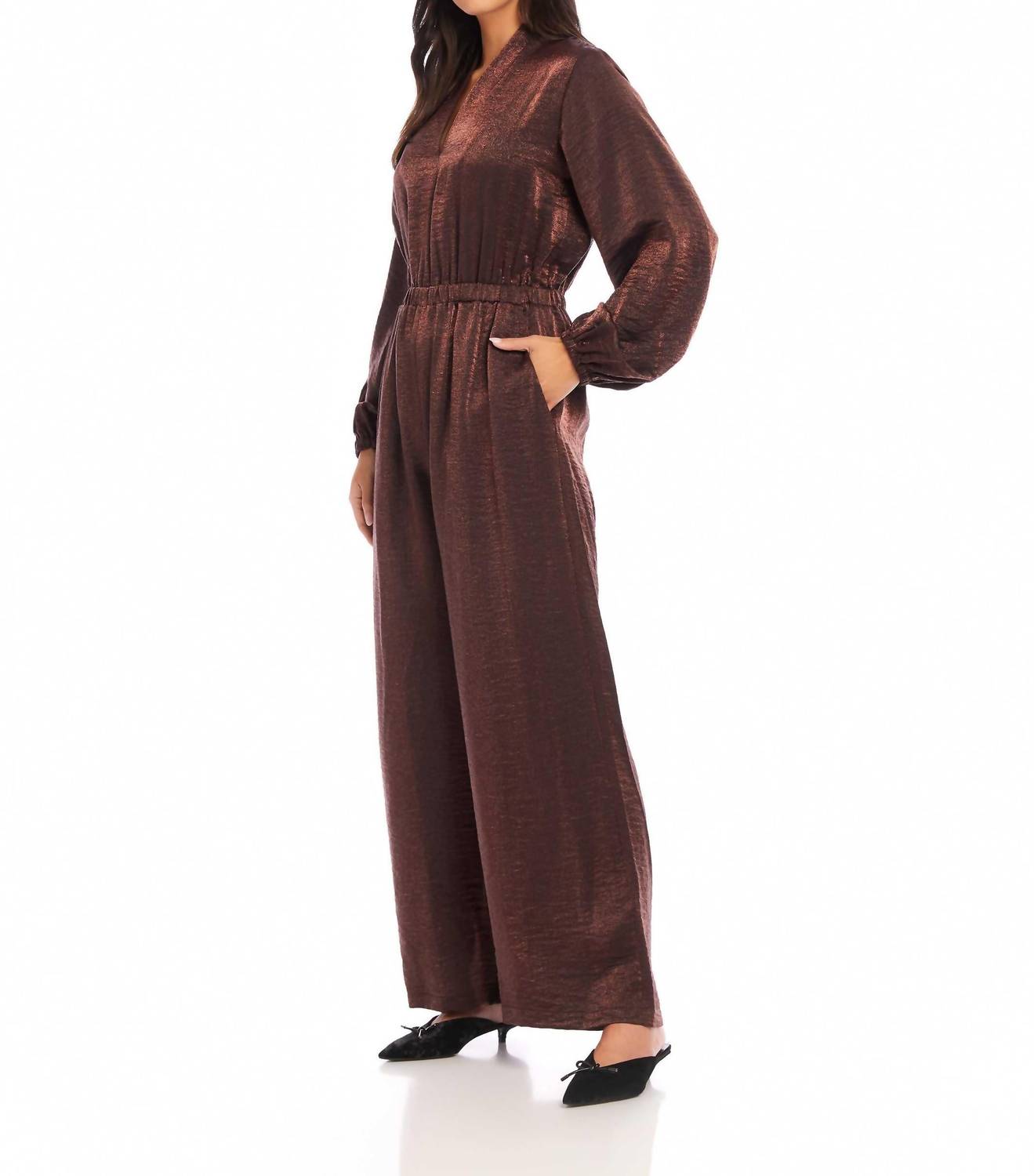 Fifteen Twenty - Skyler V-neck Relaxed Jumpsuit