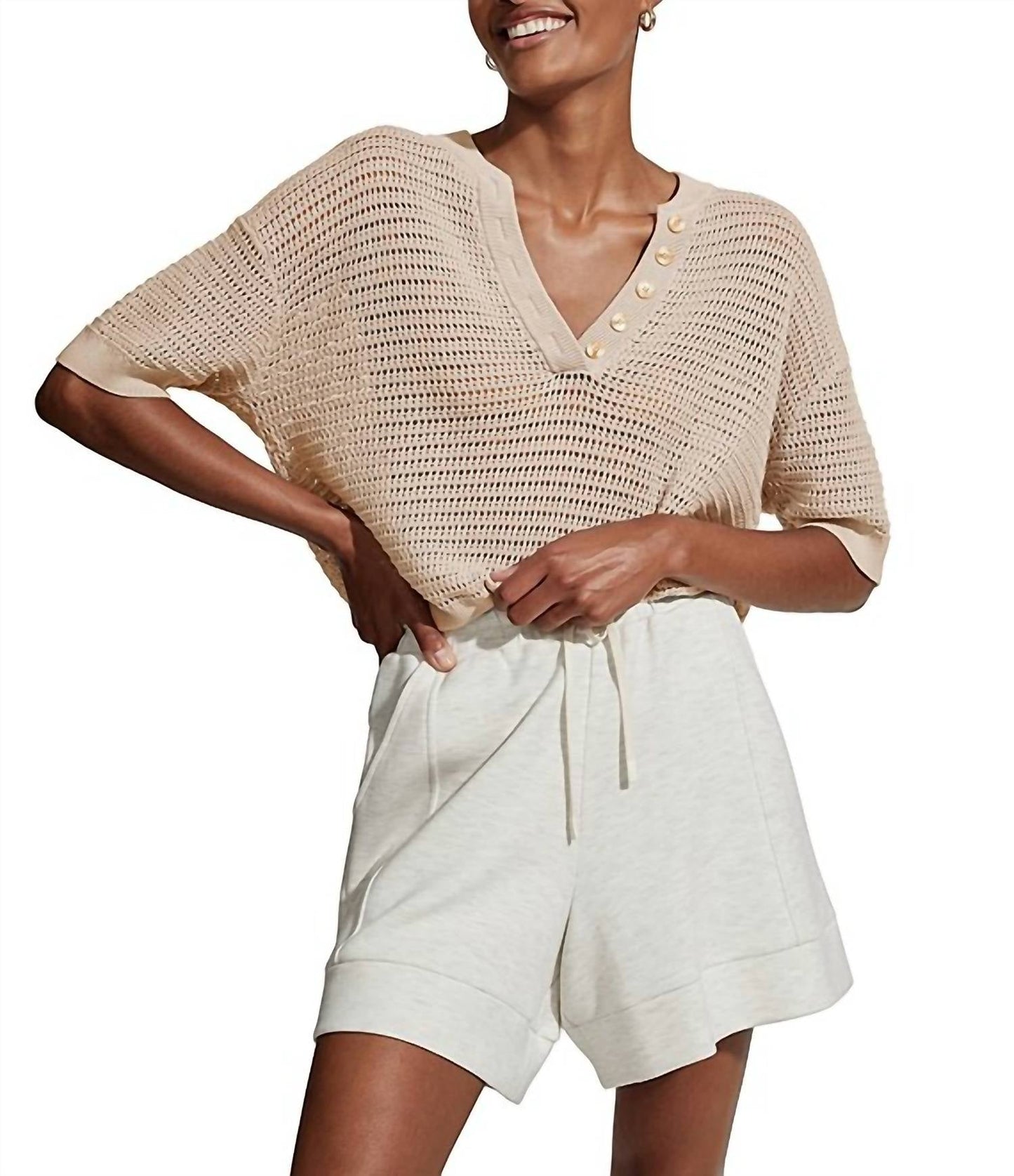 Varley - Callie Knit Boxy Split Top