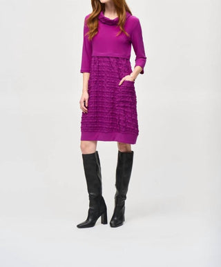 Joseph Ribkoff - Bubble Textured Cowl Neck Cocoon Dress